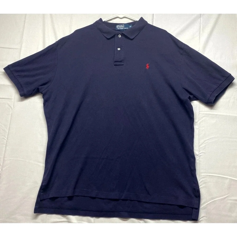 Polo Ralph Lauren Polo Shirt Men XL Blue High Low Hem Side Slit Performance Golf